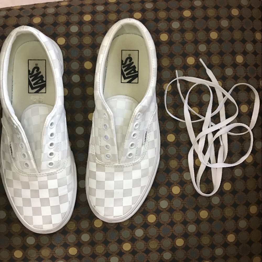 White checkerboard vans